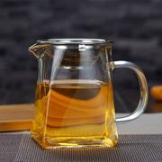 耐热玻璃四方公道杯，不锈钢带过滤泡茶壶方形，玻璃茶具茶滤一体茶海