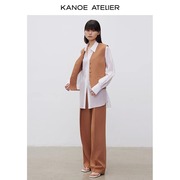 KANOE ATELIER 2024春季V领箱型羊毛西装马甲西裤女简约马夹