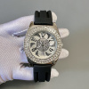 瑞士高档满钻石英男表精钢进口机芯硅胶表带，日历防水手表
