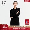 JUZUI玖姿2021冬季羊毛黑色休闲腰带运动风字母针织女连衣裙
