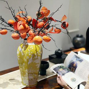 新中式花鸟花瓶梦梅瓶陶瓷彩绘插花客厅复古样板房玄关餐桌摆件