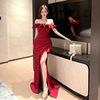 红色晚礼服女2024高端轻奢小众高级感宴会，气质性感法式鱼尾裙