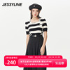 jessyline夏季女装 杰茜莱方领条纹短款针织衫 322104263