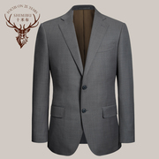 十米布意式修身灰色，单西上衣半麻衬工艺，平驳领男士商务休闲外套
