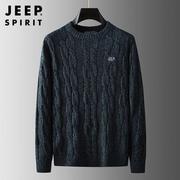 jeep吉普2022秋冬男士毛衣常规，薄款圆领针织衫，宽松休闲打底衫