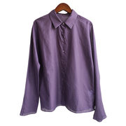 清新浪漫迷雾紫色薄款长袖衬衣女 舒适连肩袖棉质衬衫 颜色太美了