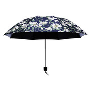 晴雨用二遮阳雨伞黑胶，折叠防紫外，百合花女士太阳