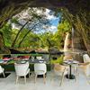 3D立体森林空间延伸壁画山洞海景壁纸餐厅酒吧酒店墙布大自然风景