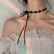 黑色五角星织带蕾丝系带星星项链简约气质女生颈链公主个性锁骨链