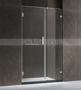 无框淋浴房一字形沐，浴房不锈钢整体浴室隔断简易平开门屏风玻璃门