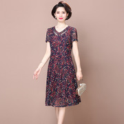 妈妈夏装连衣裙高贵气质，台湾纱品牌中老年，高端宽松大码裙子