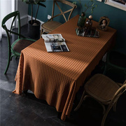 复古法式蕾丝西餐桌布桔色茶几布钩花长方桌布电视柜盖巾台布