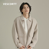 vescortt纯臻系列无染色纯羊毛男款双面，呢短款大衣简约呢子外套