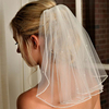 欧式简约短发新娘，短款摄影头纱，结婚头饰珍珠水钻小头纱带发梳