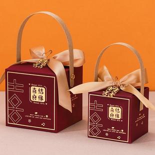 结婚糖盒婚礼喜糖盒子空盒创意中式高端手提礼盒婚庆糖果喜糖袋子