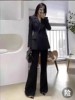 黑色西装套装女2024高级感正装职业高端微喇长裤西服两件套