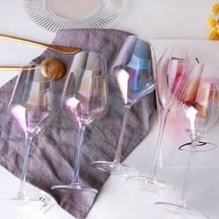 彩虹高脚杯渐变色七彩香槟酒杯，网红离子镀水晶玻璃葡萄，酒杯红酒杯