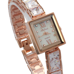 长方形方型镶钻手链表melissa手表女表时尚潮流水晶时装女士手表