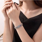 925纯银手镯女年轻款，手工天然宝石水晶，时尚ins轻奢小众设计感手环