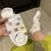 韩国夏天街头可爱船袜东大门女士卡通动物小熊兔子不掉跟隐形袜子