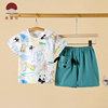 儿童男童宝宝夏装夏季短裤短袖纯棉洋气外出涂鸦个性两件套装分体