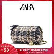 Zara女包包冬季小金球链条圆筒枕头包小众设计百搭单肩斜挎包