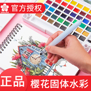 日本樱花固体水彩颜料24色36色48色美术专用泰伦斯，固体水彩套装初学者，学生用画画水彩画工具全套水粉固体颜料