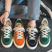 滑板鞋男鞋子夏季橙色帆布，透气复古绿色，磨砂低帮小众潮牌小众板鞋