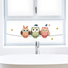 新年浴室窗户玻璃贴纸卡通防水窗贴猫头鹰装饰窗花纸横向长方形磨