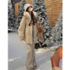 n1n1白鹅绒(白鹅绒)毛毛，加厚中长款羽绒服，女冬季小个子高级感连帽棉服