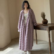 族玛士珊瑚绒睡袍，女秋冬季长款2024年加厚睡衣法兰绒冬季浴袍