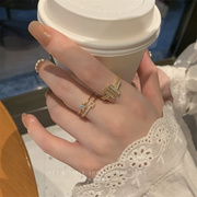 2022年轻奢白贝母锆石戒指女ins小众设计高级感叠戴开口(戴开口)指环