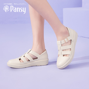 pansy日本女鞋夏季罗马凉鞋休闲百搭平底轻便舒适妈妈鞋女士单鞋