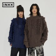 inxxallpick时尚复古针织衫，不对称流苏设计感长袖毛衣情侣