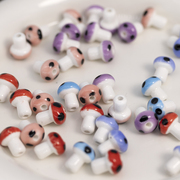 diy手链项链挂件趣味串珠材料 复古晕染花釉陶瓷蘑菇手工饰品配件