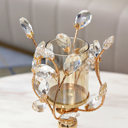轻奢金色水晶玻璃蜡烛台 简约欧式玻璃浪漫餐桌烛光晚餐道具摆件