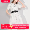 AUI黑白线条设计感衬衫连衣裙女2023夏季独特小众修身POLO裙