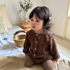 韩版秋装女童棉纱娃娃，领针织开衫上衣，婴幼童纯色百搭长袖毛衣外套