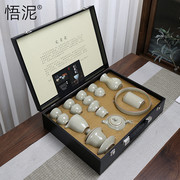 |青瓷茶具套装家用三才盖碗，茶壶哥窑冰裂茶具整套高档礼盒装