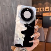 适用于苹果14promax手机壳情侣黑白猫高级感iphone15硅胶13pro至尊全包防摔12网红11男女士潮牌套