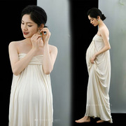 23年影楼孕妇主题法式复古外景白色抹胸裙孕妈咪写真摄影服装