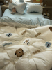 奶fufu~毛巾绣面包牛奶床上四件套全纯棉1.5m1.8米公寓被套三件套