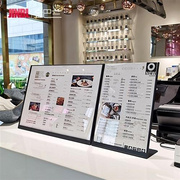 奶茶店菜单展示牌价格表不锈钢台卡立牌桌牌定制吧台菜单架广告架