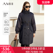 Amii高端女装中长款白鸭绒立领轻薄羽绒服女2023年冬装棉服