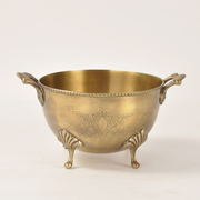 印度进口黄铜手工果盘果篓北欧美式聚宝盆大果碗家用收纳装饰摆件
