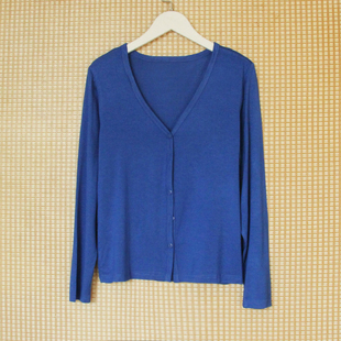网红克莱因蓝开衫莫代尔棉长袖，空调防晒短款披肩，大码薄款女装外套