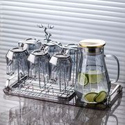 玻璃水杯套装家用大容量，轻奢水壶客厅耐高温高颜值水具，带把泡茶杯