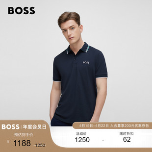 HUGO BOSS雨果博斯男士棉质混纺短袖POLO衫