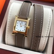 美菲默H手表时尚金色数字表盘 2圈绕腕长表带 大象灰长款表带女表
