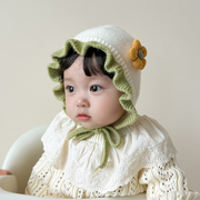 婴儿护耳帽子秋冬季女童花边公主帽宝宝保暖包头套头帽加厚可爱潮